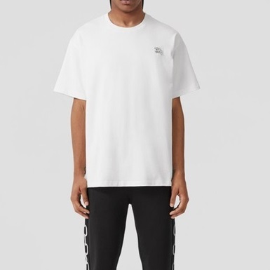 バーバリーメンズホワイトクルーネック半袖Tシャツu153