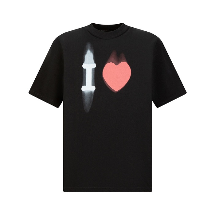 バレンシアガメンズブラッククルーネック半袖Tシャツa306