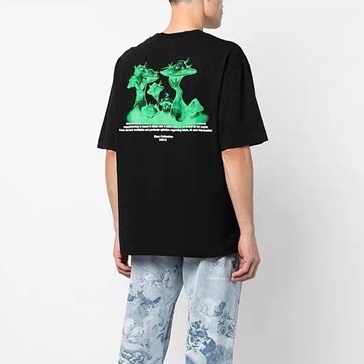 オフホワイトメンズモダンブラック半袖Tシャツf43