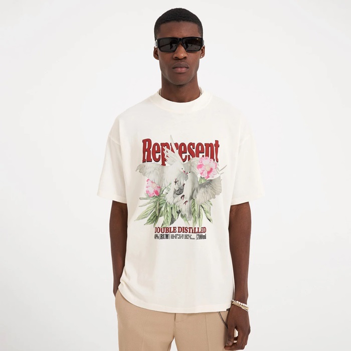 レプレゼントメンズアイボリークルーネック半袖Tシャツe76