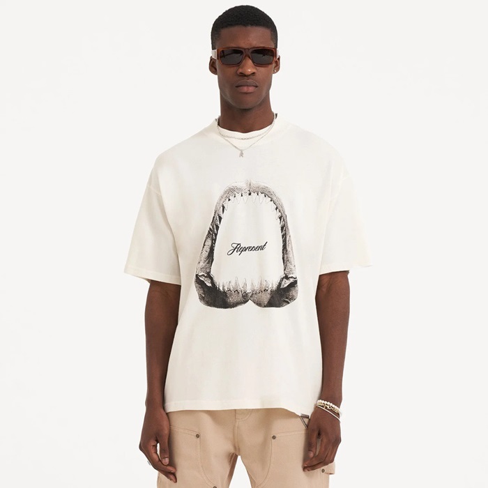 レプレゼントメンズアイボリークルーネック半袖Tシャツe80