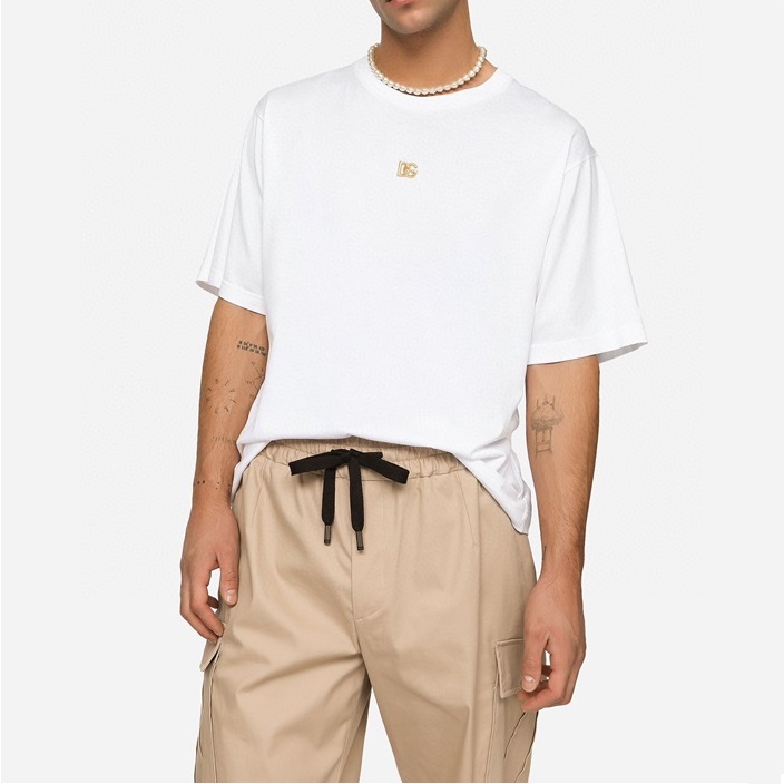 ドルチェ＆ガッバーナメンズホワイトクルーネック半袖Tシャツl453