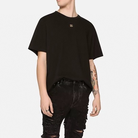 ドルチェ＆ガッバーナメンズブラッククルーネック半袖Tシャツl454