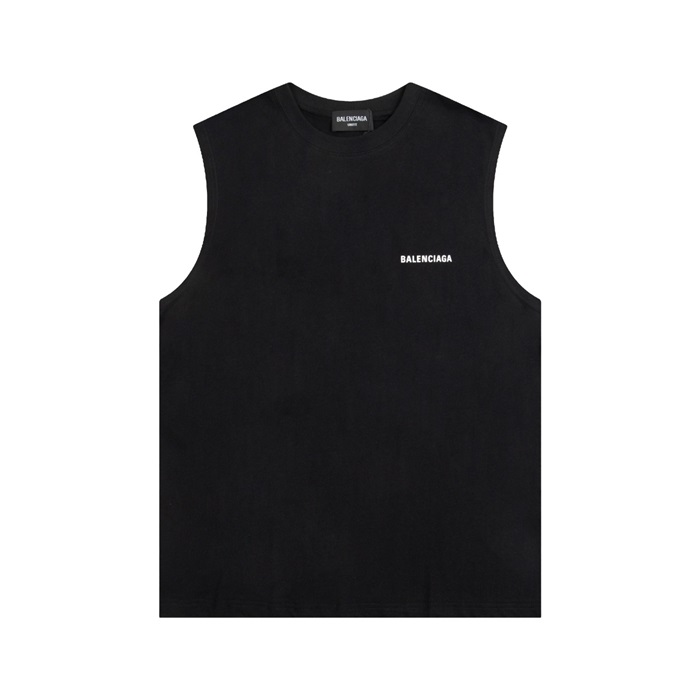 バレンシアガメンズブラッククルーネックタンクトップa343