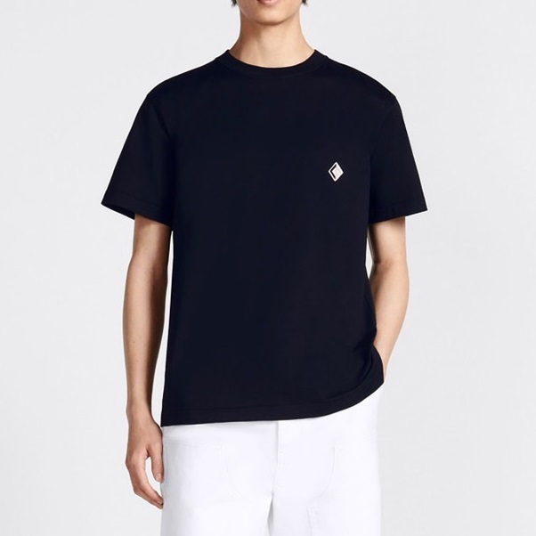 ディオールメンズブラッククルーネック半袖Tシャツi431