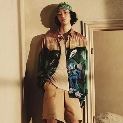 ルイヴィトンメンズグリーンシャツv815