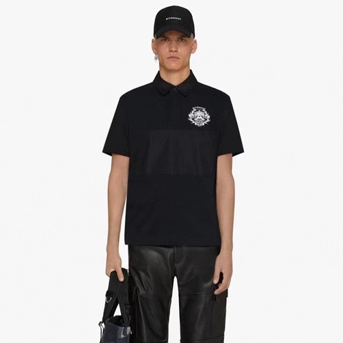 ジバンシィメンズブラックポロ半袖Tシャツi231