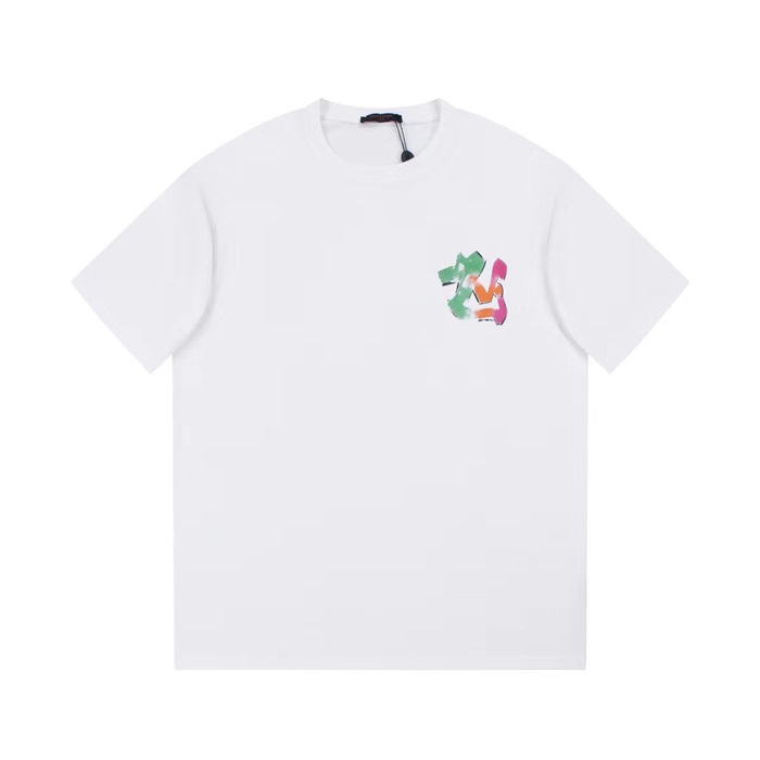 ルイヴィトンメンズホワイトクルーネック半袖Tシャツv841