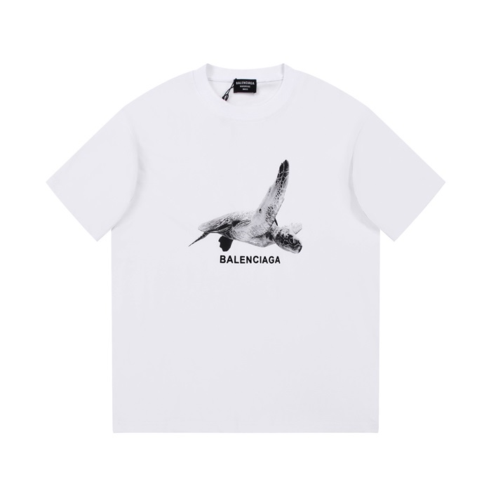 バレンシアガメンズホワイトクルーネック半袖Tシャツa350