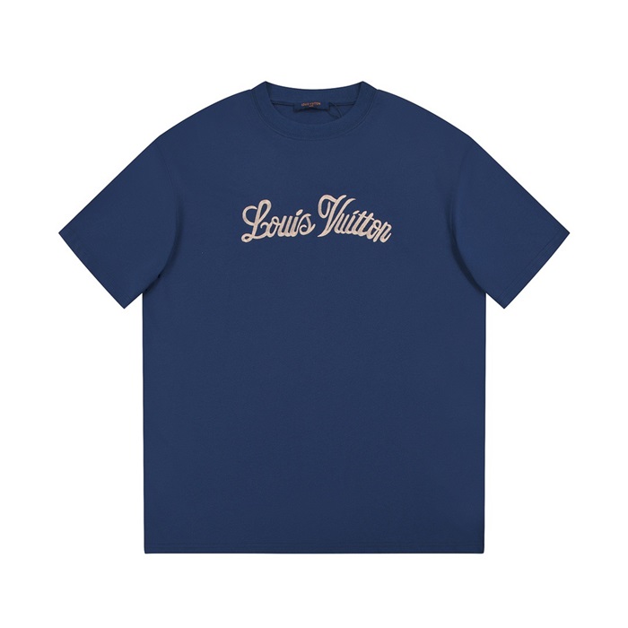 ルイヴィトンメンズネイビークルーネック半袖Tシャツv848