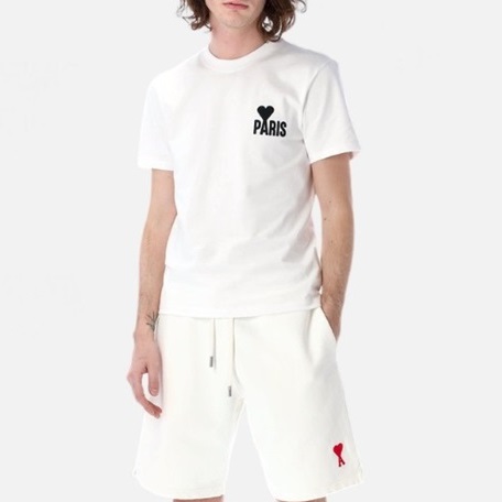 アミメンズクルーネックホワイト半袖Tシャツm04