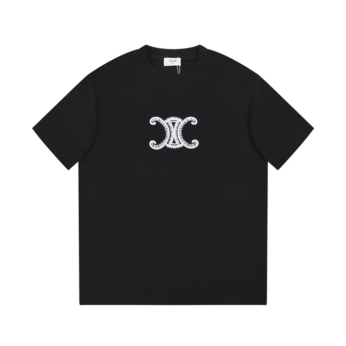 セリーヌメンズクルーネックブラック半袖Tシャツe131