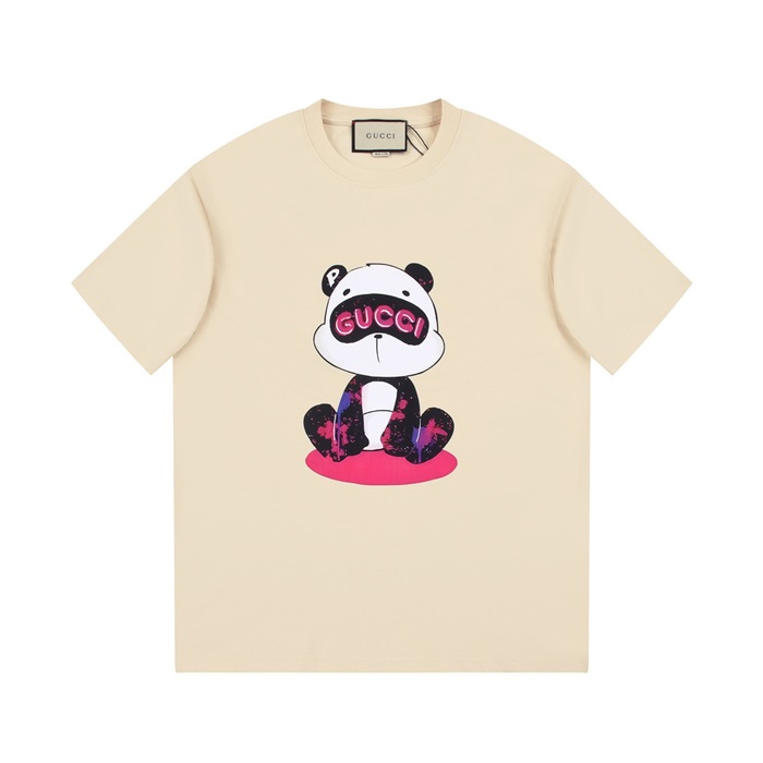 グッチユニセックスアイボリークルーネック半袖Tシャツu644