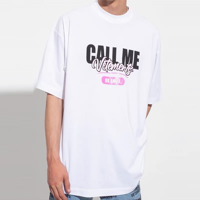 ヴェトモンユニセックストレンディホワイト半袖Tシャツt335