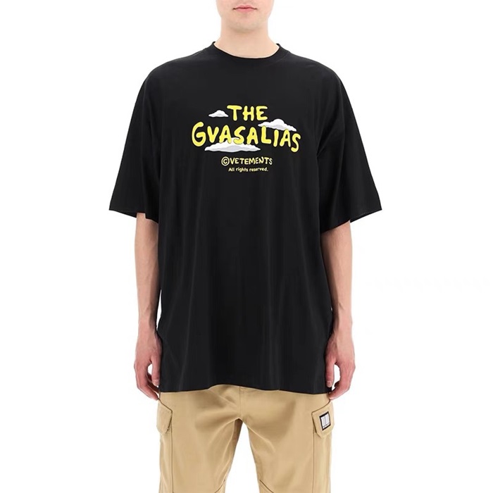 ヴェトモンユニセックストレンディブラック半袖Tシャツt342