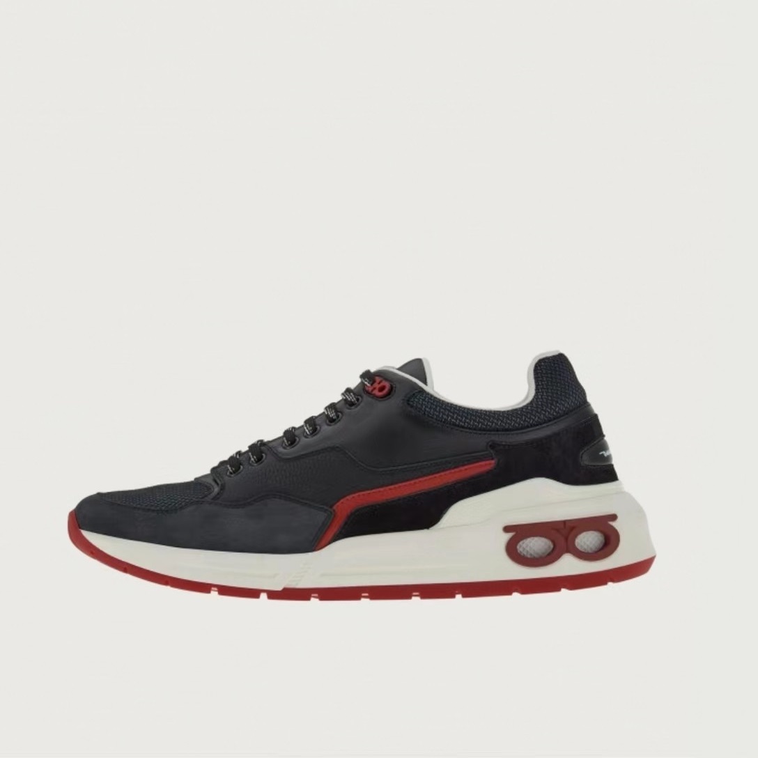 サルヴァトーレフェラガモメンズブラックスニーカーf10