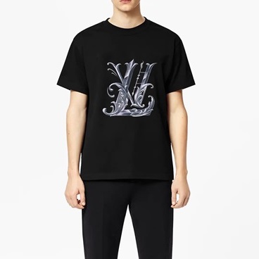 ルイヴィトンメンズブラッククルーネック半袖Tシャツv859