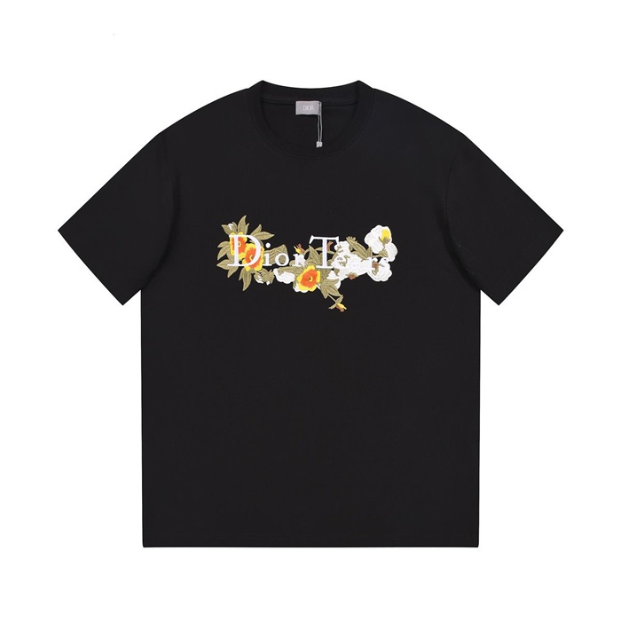 ディオールメンズブラッククルーネック半袖Tシャツi442