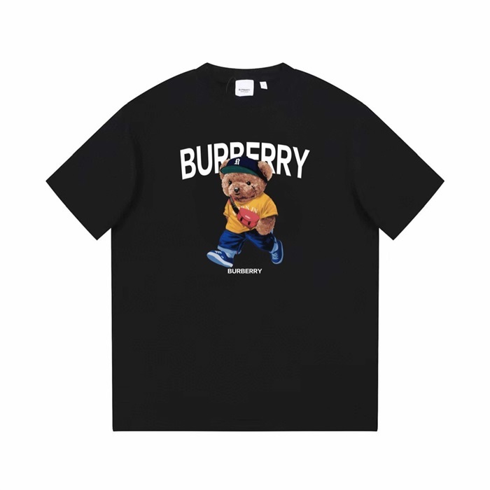 バーバリーメンズブラッククルーネック半袖Tシャツu166