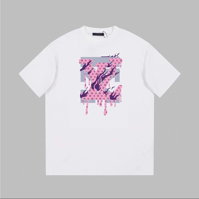 ルイヴィトンメンズホワイトクルーネック半袖Tシャツv873