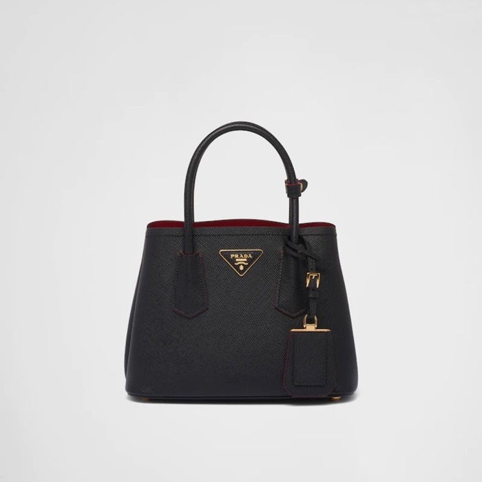 プラダメンズブラックダブルバッグr466