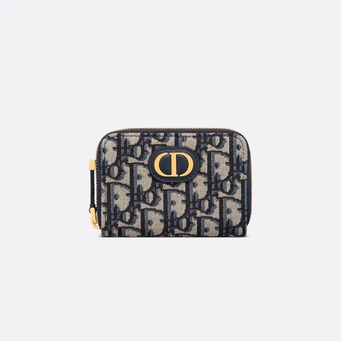 ディオールレディースネイビーオブリーク二つ折り財布i445