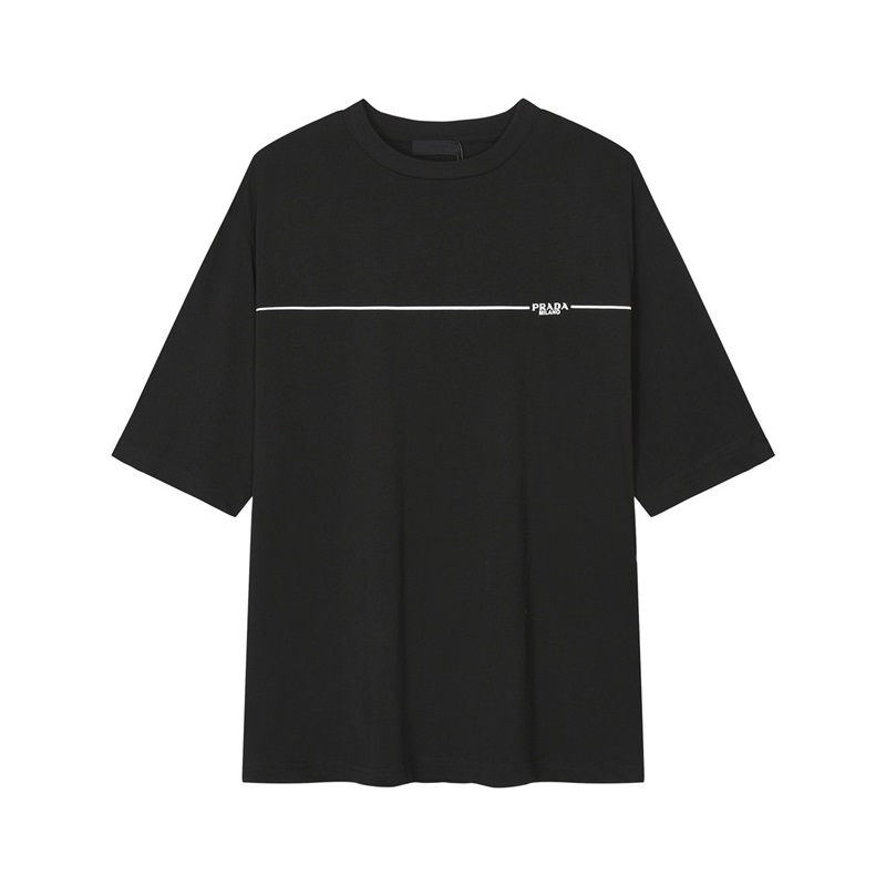 プラダメンズクルーネックブラック半袖Tシャツr489