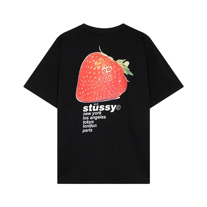 ステューシーメンズブラッククルーネック半袖Tシャツu08