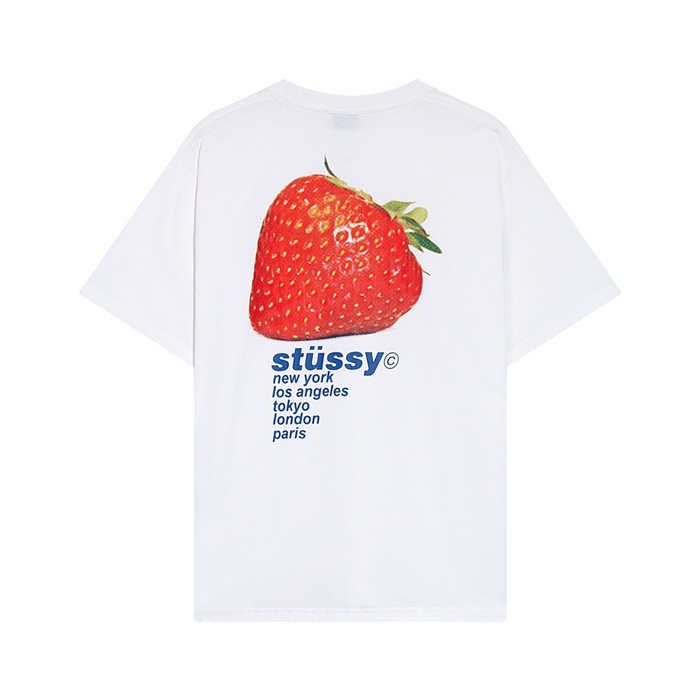 ステューシーメンズホワイトクルーネック半袖Tシャツu09