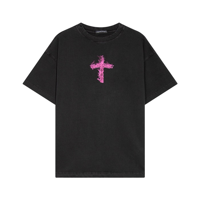 クロムハーツメンズブラック半袖Tシャツh132