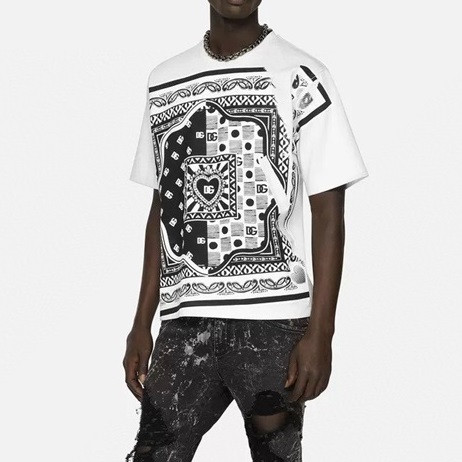 ドルチェ＆ガッバーナメンズホワイトクルーネック半袖Tシャツl456