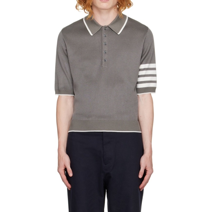 トムブラウンメンズグレーポロ半袖Tシャツh54