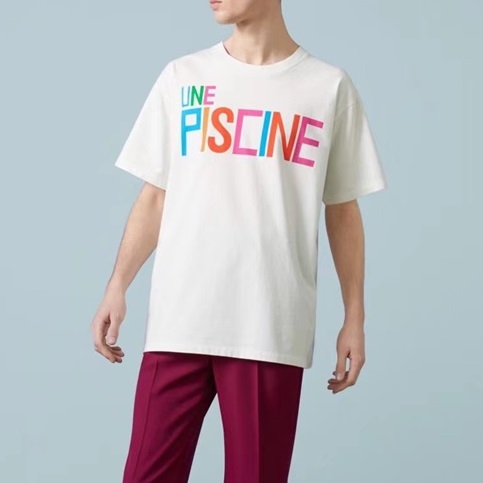 グッチレディースホワイトクルーネック半袖Tシャツu664