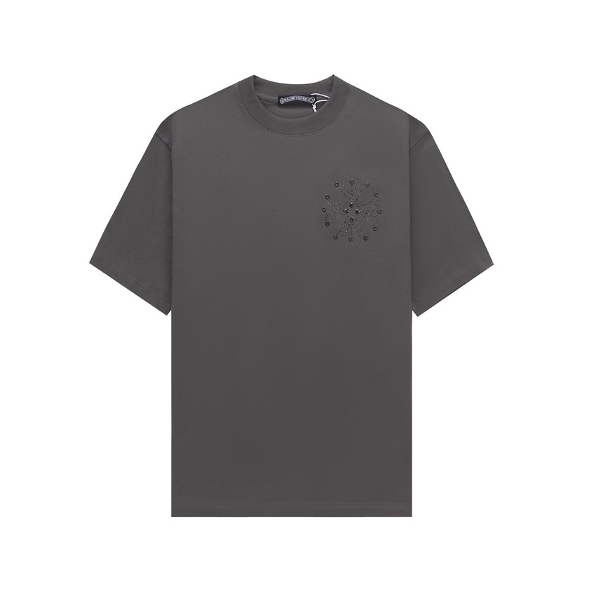 クロムハーツメンズグレークルーネック半袖Tシャツh133