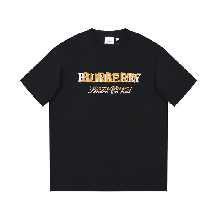 バーバリーメンズブラッククルーネック半袖Tシャツu175