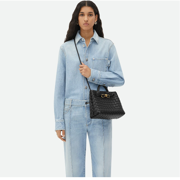 ボッテガヴェネタレディースブラックスモールアンディアーモトートバッグv65