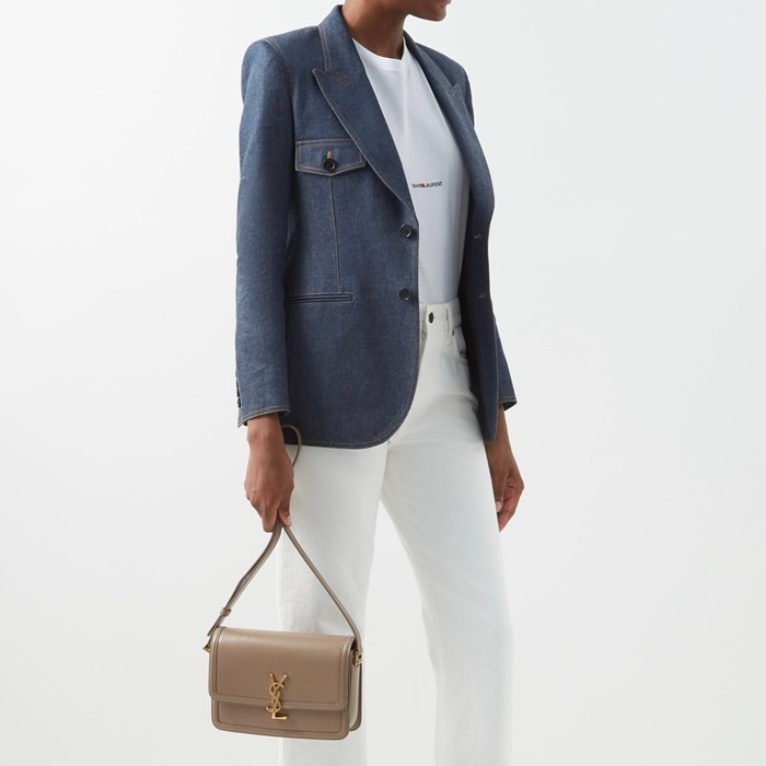 サンローランレディースベージュショルダーバッグl794