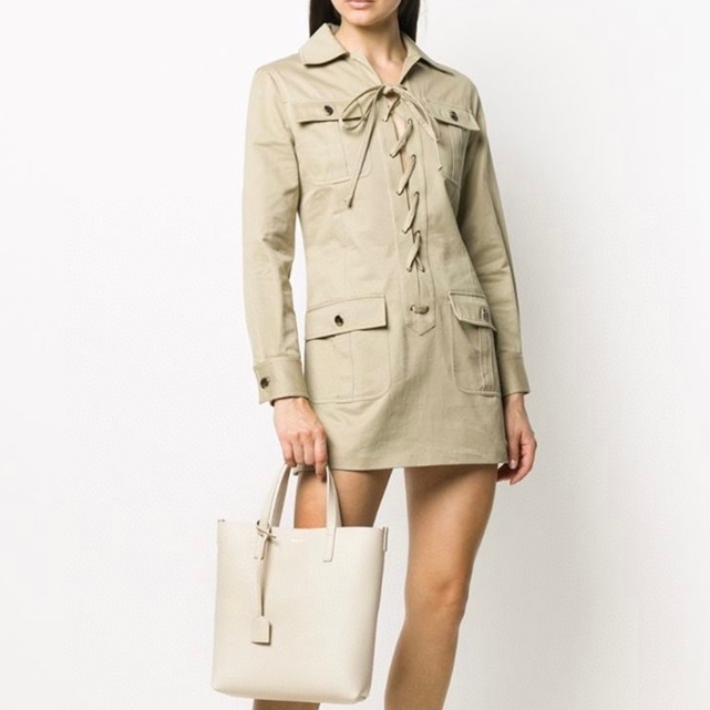 サンローランレディースホワイトショッパーバッグl796