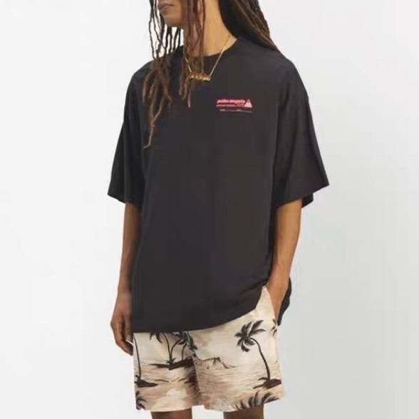 パームエンジェルスメンズブラッククルーネック半袖Tシャツm403