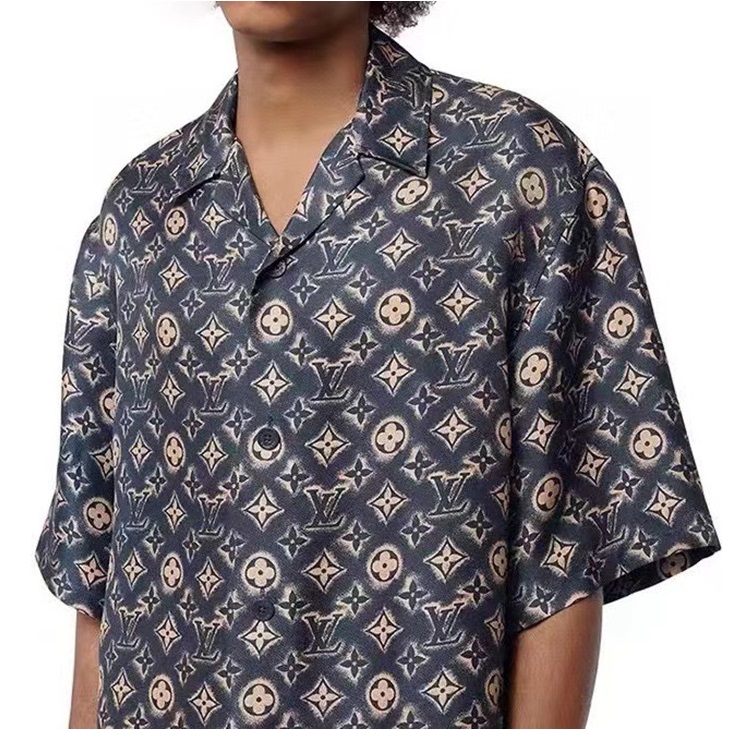 ルイヴィトンメンズブルー半袖シャツv932