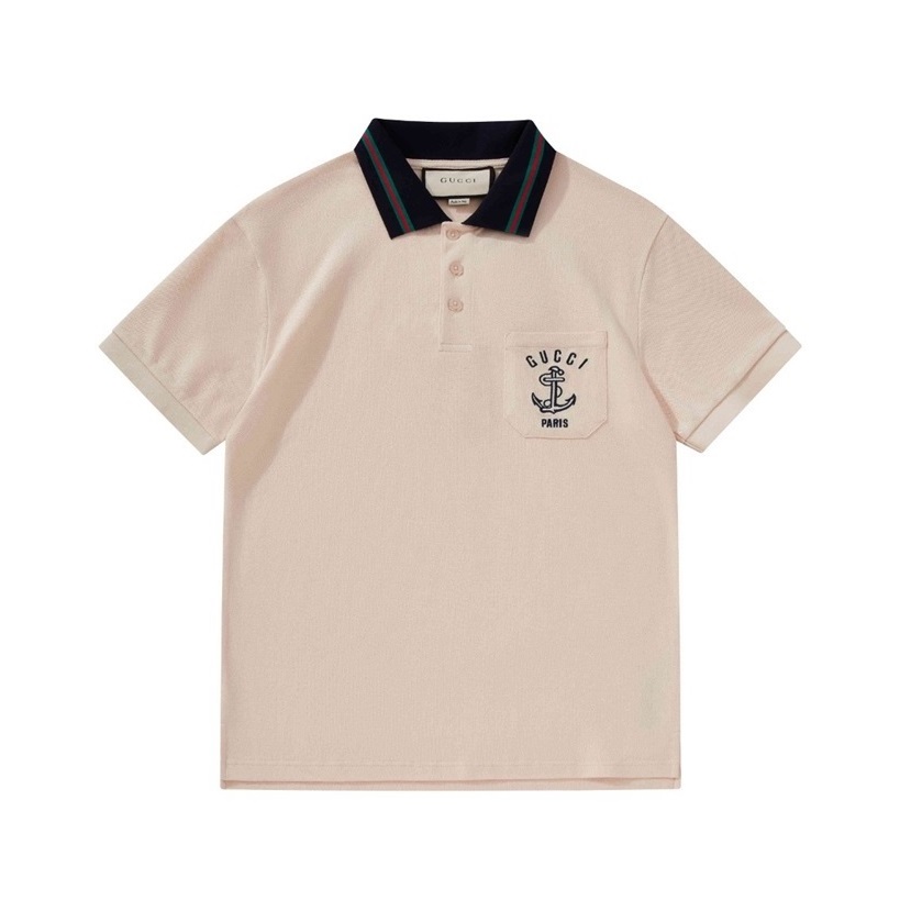 グッチユニセックスアイボリーポロ半袖Tシャツu674