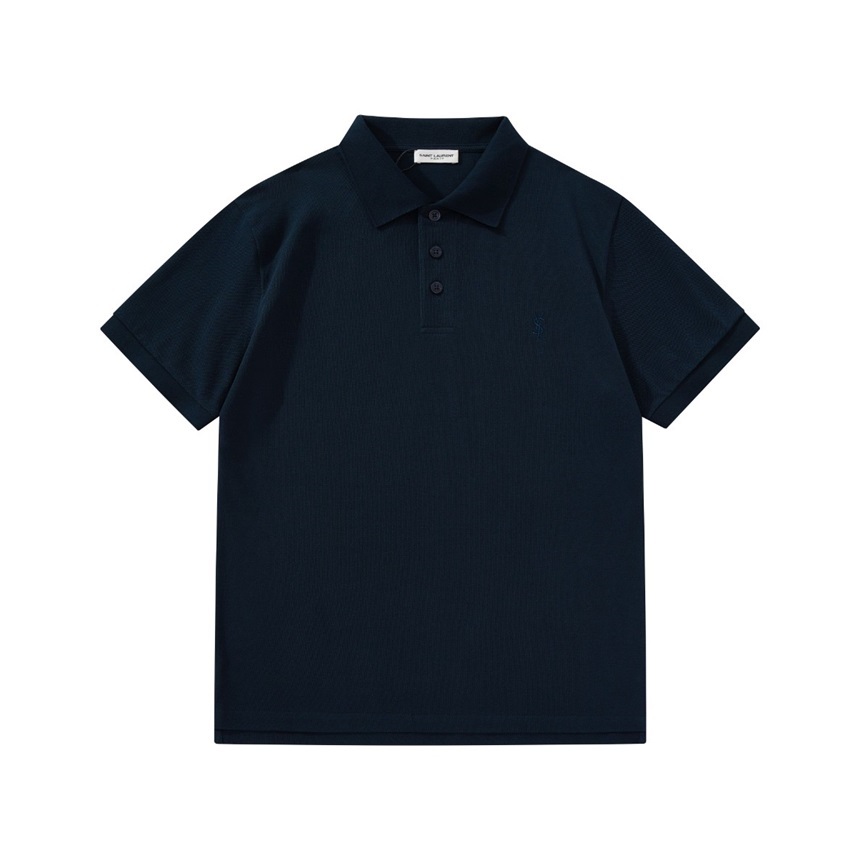 サンローランメンズネイビーポロ半袖Tシャツl353