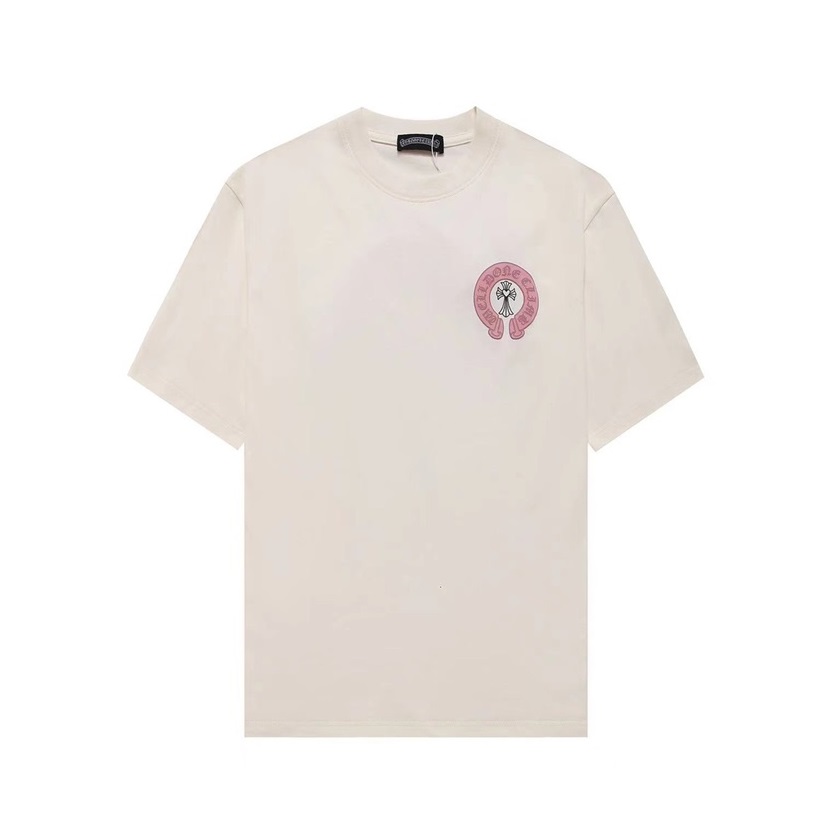 クロムハーツメンズアイボリークルーネック半袖Tシャツh139