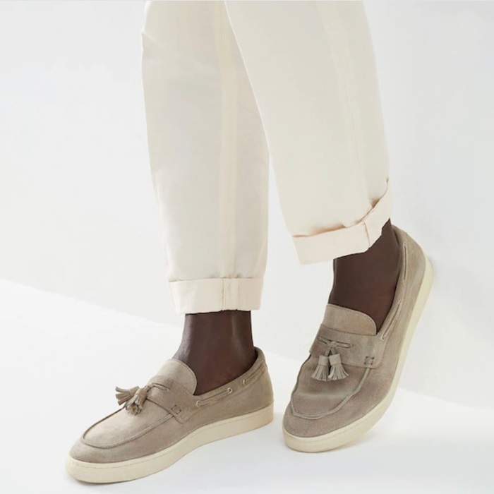 ブルネロクチネリメンズグレーローファーu89