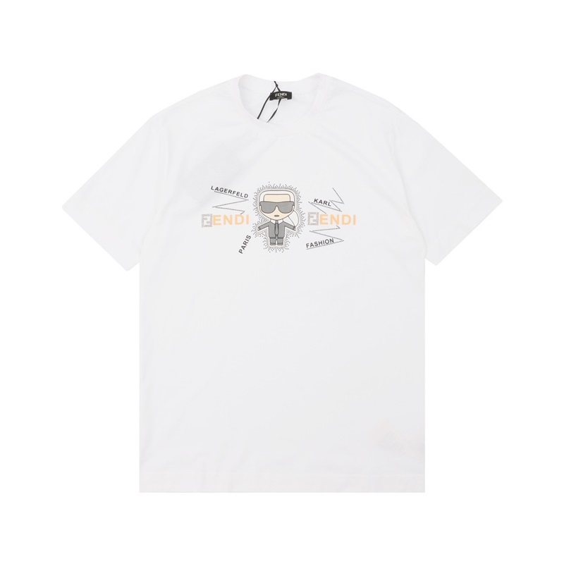 ェンディメンズホワイトクルーネック半袖Tシャツe112