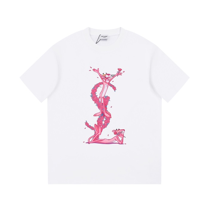 サンローランメンズホワイトクルーネック半袖Tシャツl359