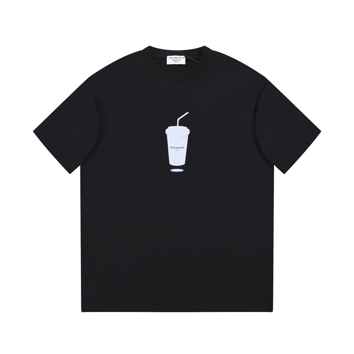 バレンシアガメンズブラッククルーネック半袖Tシャツa404