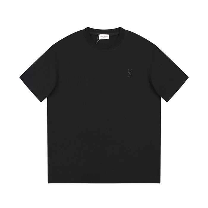 サンローランメンズブラッククルーネック半袖Tシャツl362