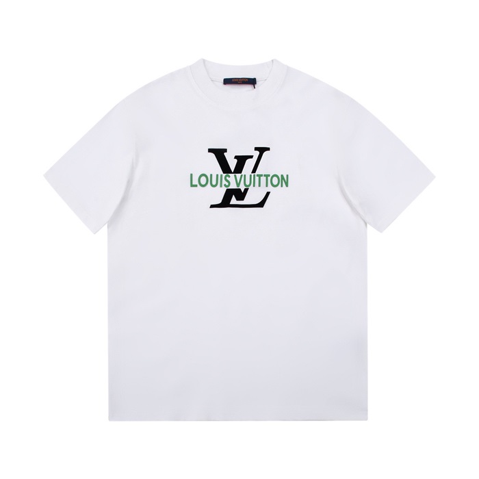 ルイヴィトンメンズホワイトクルーネック半袖Tシャツv973