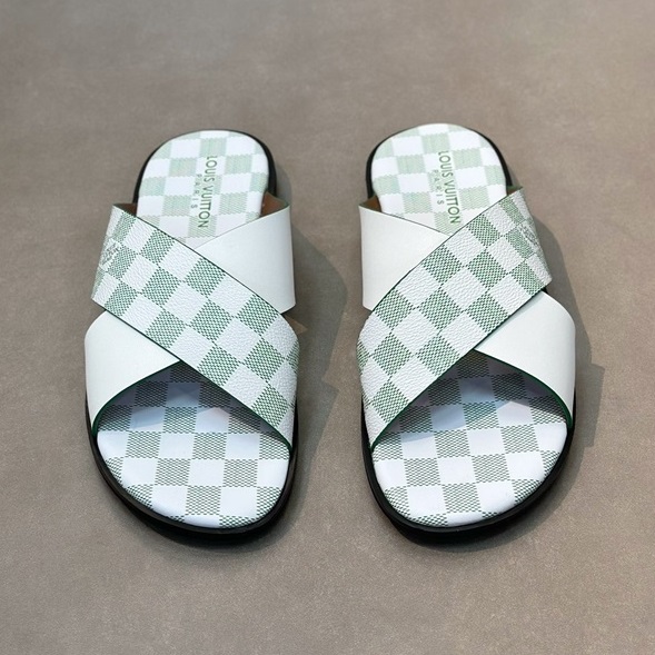 ルイヴィトンメンズグリーンスリッパv1019